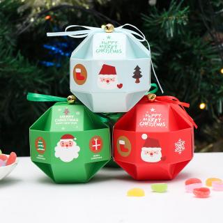 10PCS-Set Merry Christmas Candy Box Bag Christmas Tree Gift Box With B_1